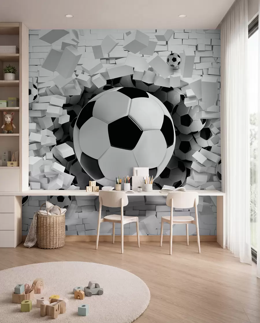 Fotobehang De voetbal breekt door u96315