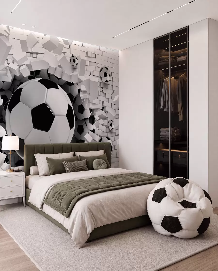 Fotobehang De voetbal breekt door u96315