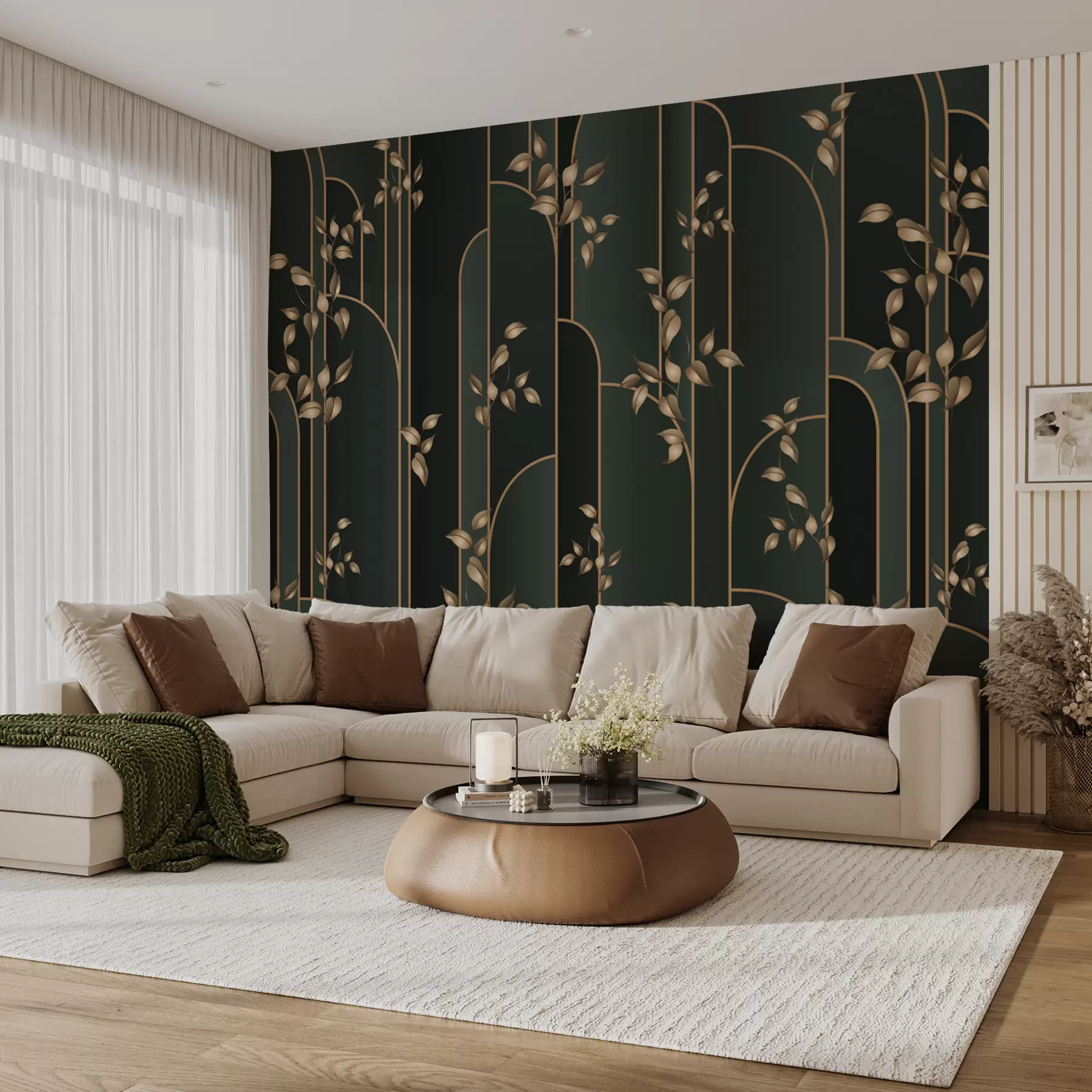 Fotobehang Abstracte art deco met bladeren u95842