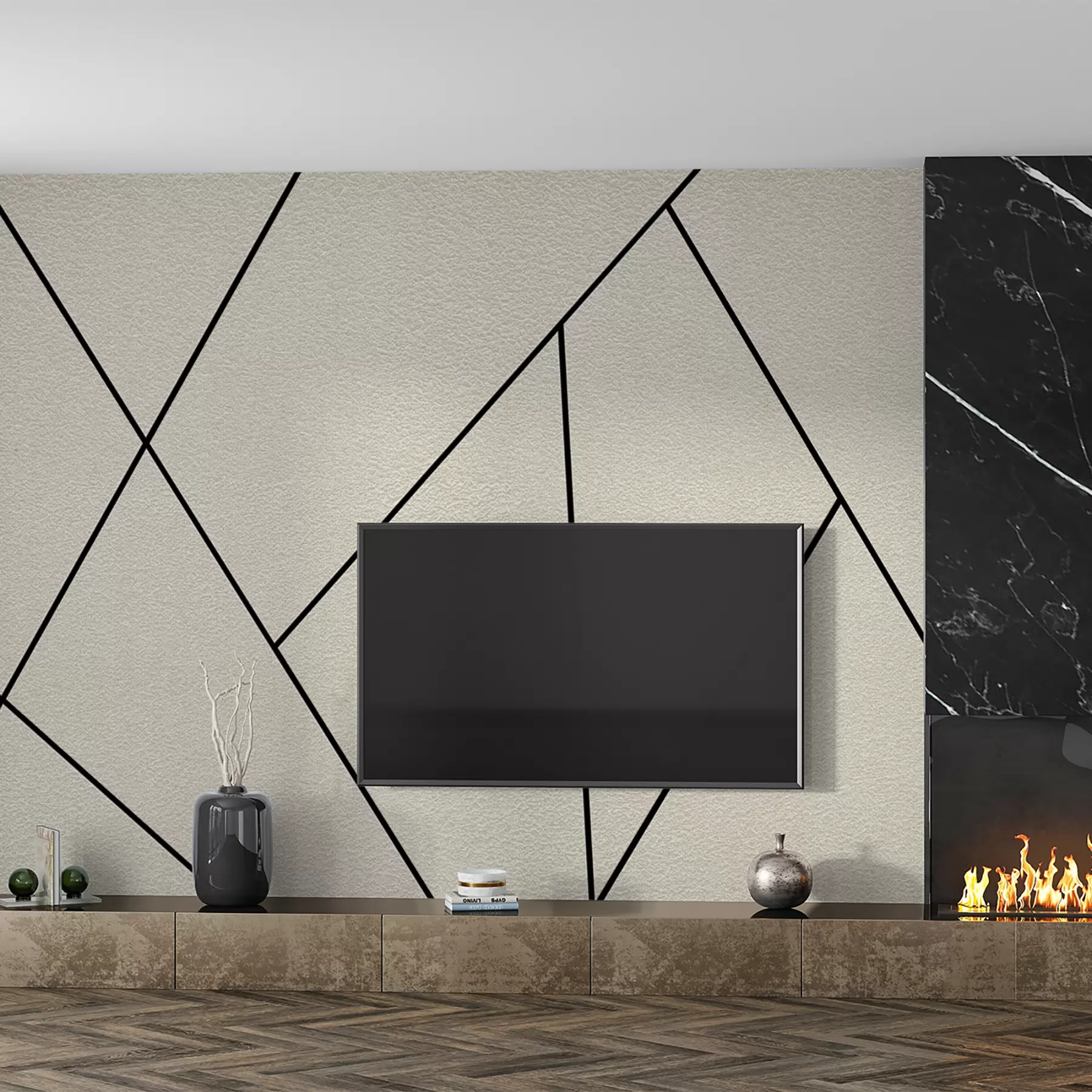 Fotobehang Kruisingen op de muur, minimalistische stijl u11256