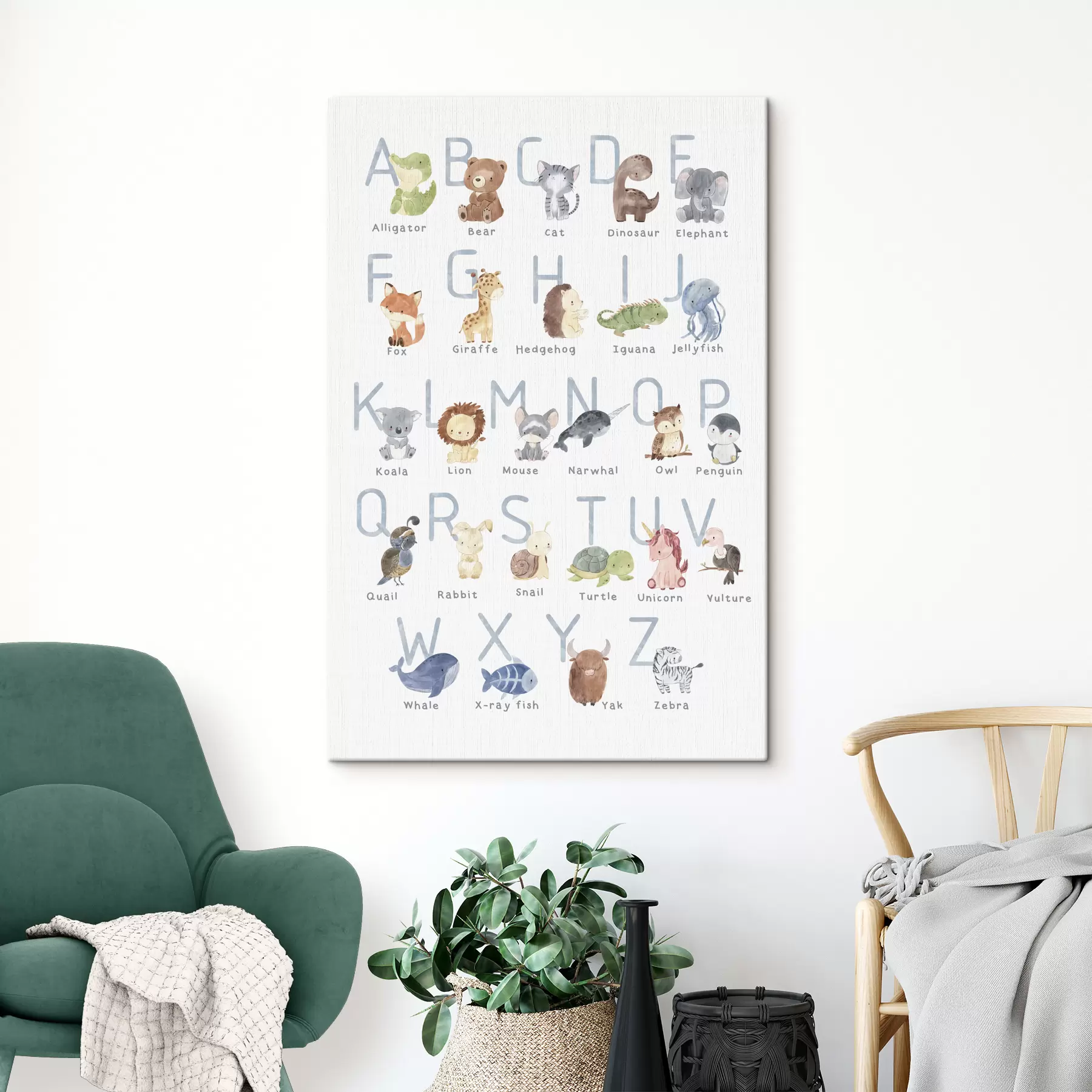 Fotobehang Kinderalfabet Vrolijke dieren s34897