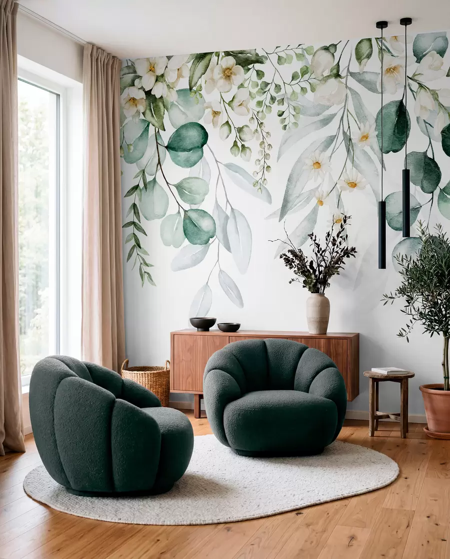 Fotobehang Guirlande van ronde bladeren u96336