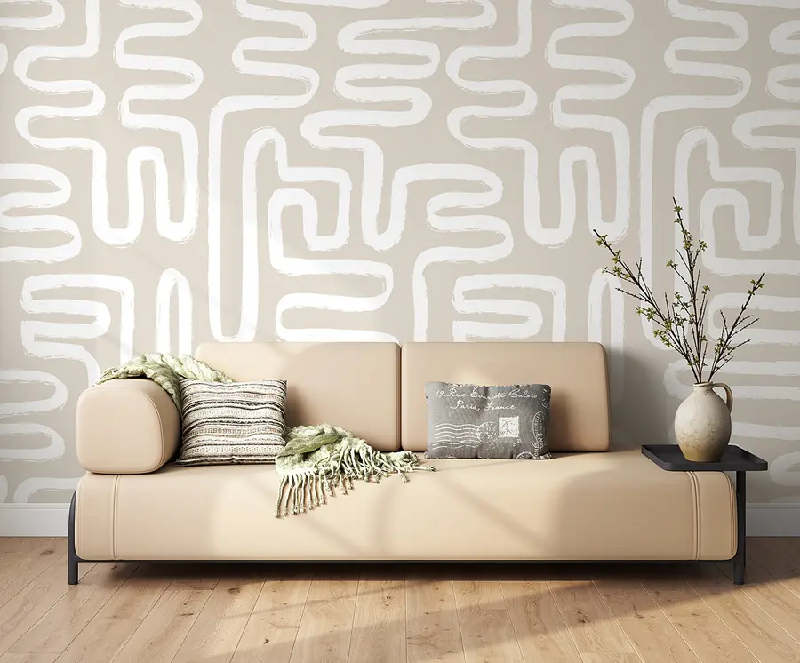 Fotobehang Abstract labyrint in pastelkleuren u96457