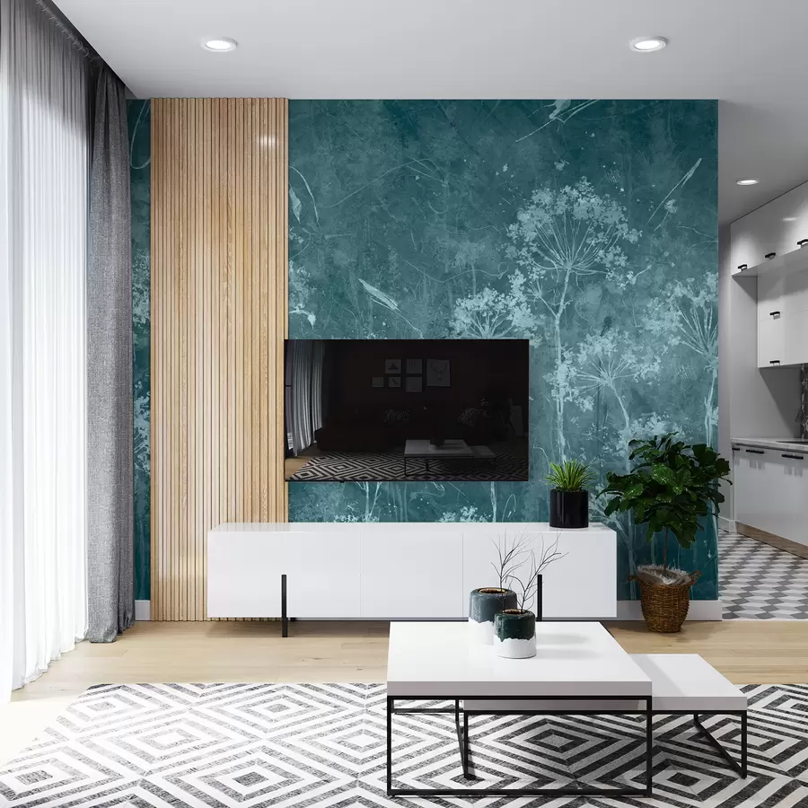 Fotobehang Wilde bloemen in grungestijl u96551