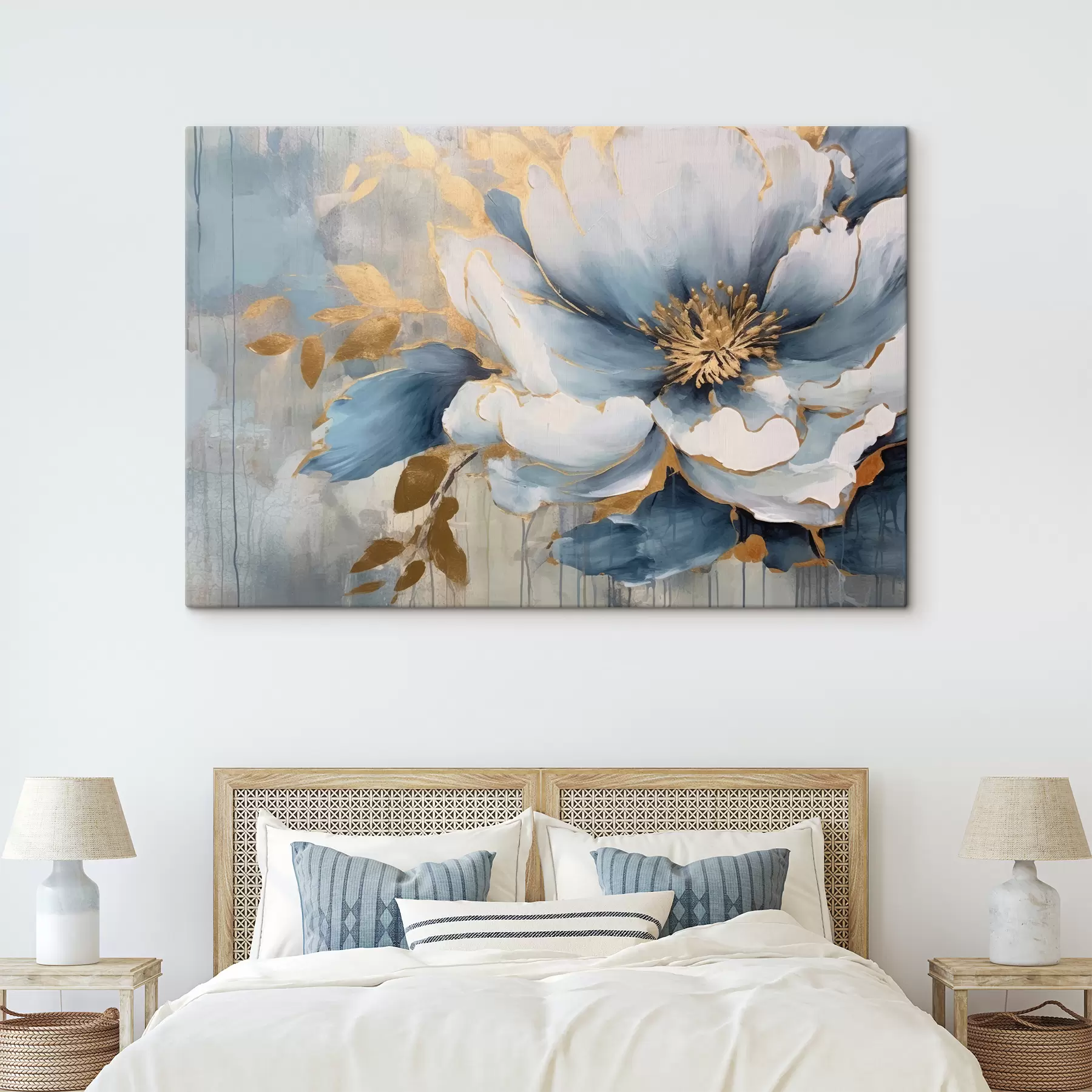  Schilderijen Grote blauwe aquarelbloem s35382