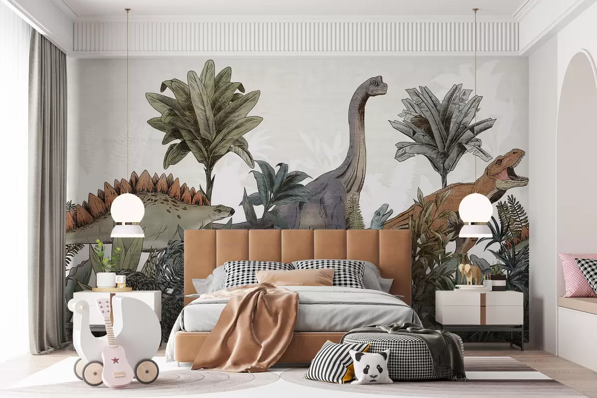 Fotobehang Park van grote dinosaurussen u96938