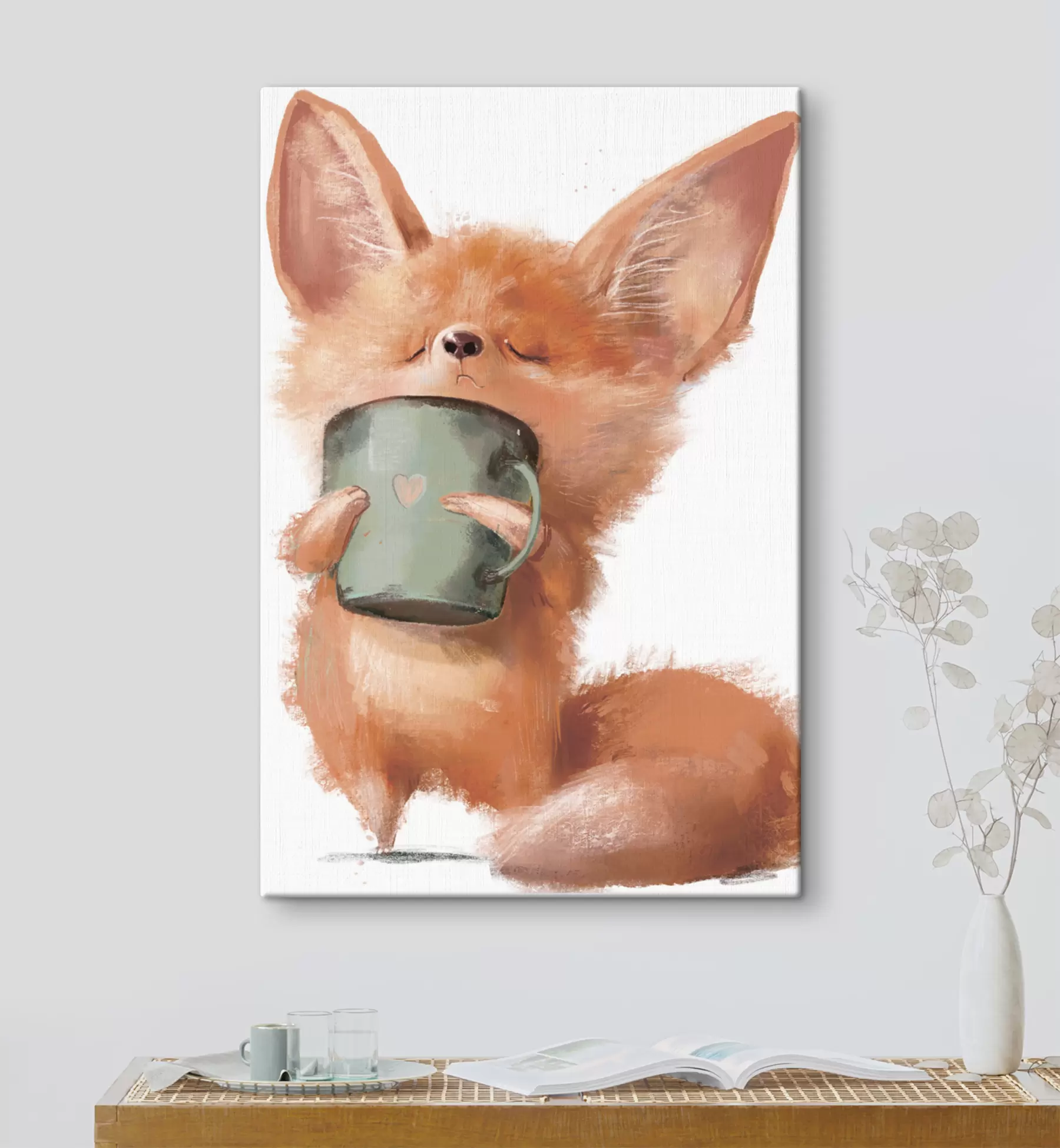 Fotobehang Rode vos en koffie s35008