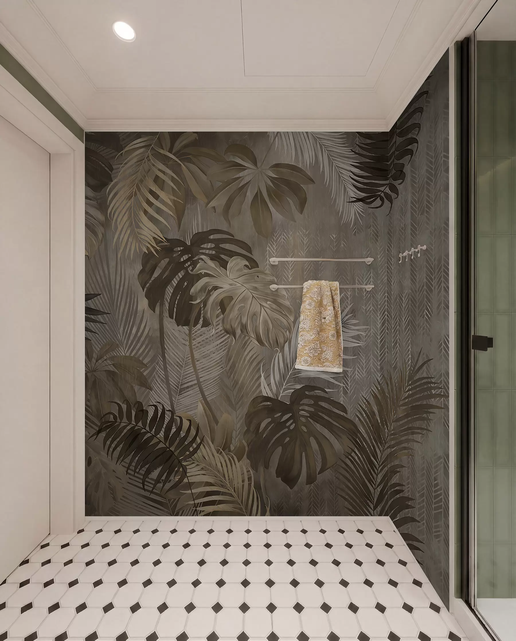 Fotobehang Tropische bladeren in grungestijl u97012