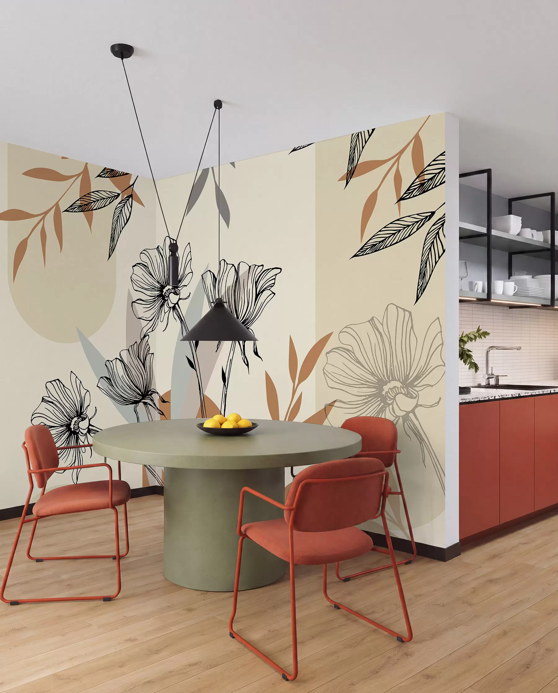 Fotobehang Populair behang in bohostijl met bloemen u97028