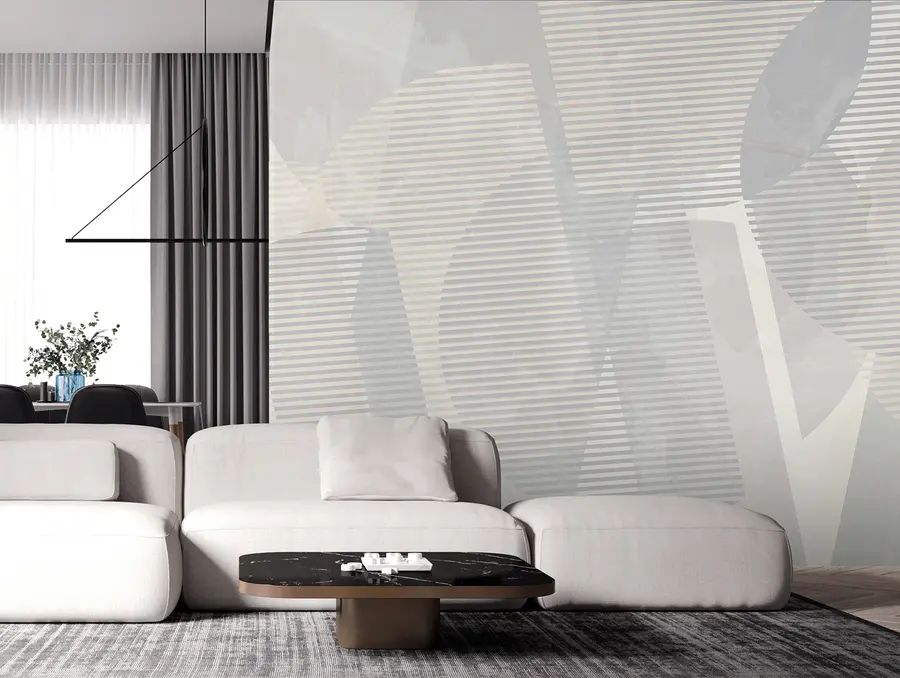 Fotobehang Geometrische abstractie op een marmeren achtergrond in pastelkleuren u95373