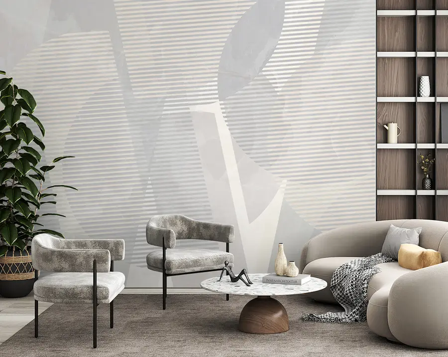 Fotobehang Geometrische abstractie op een marmeren achtergrond in pastelkleuren u95373