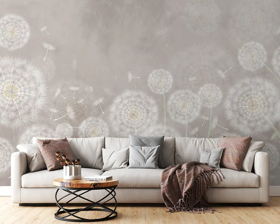 Fotobehang Paardebloemen op gestructureerde achtergrond u95374