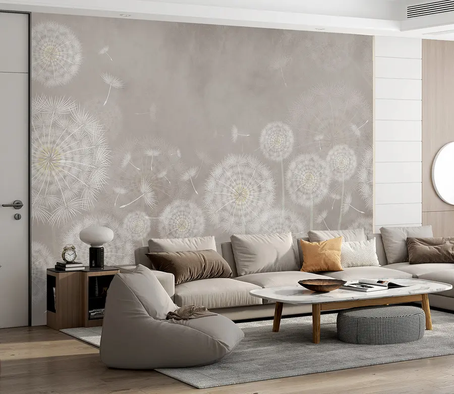 Fotobehang Paardebloemen op gestructureerde achtergrond u95374