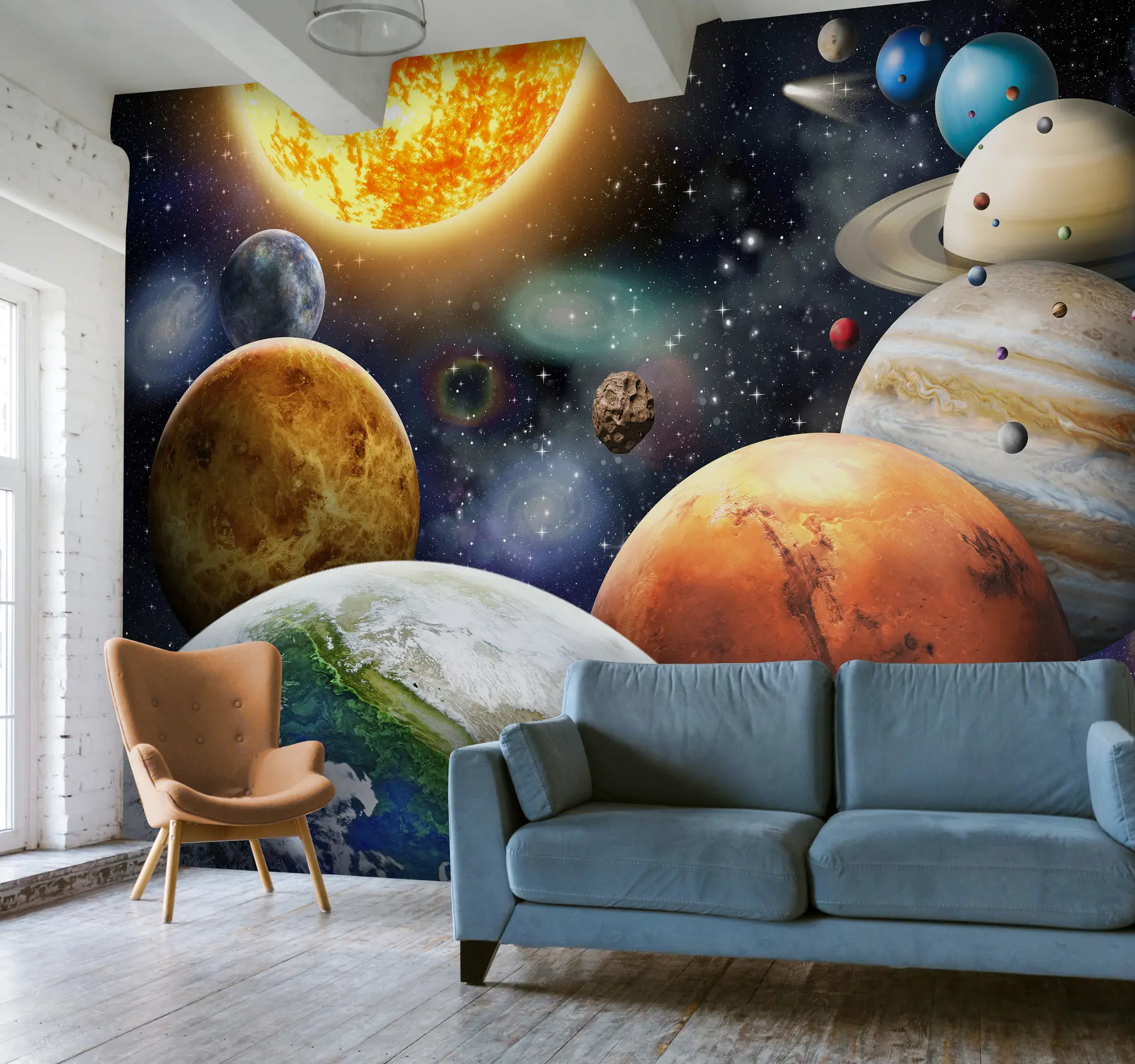 Fotobehang Kleurrijke planeten van het zonnestelsel u97422
