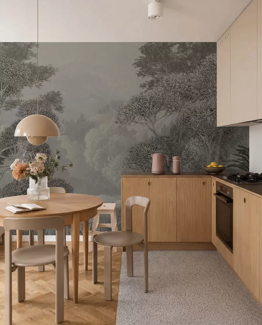 Fotobehang Tropisch bos in grijstinten u97396
