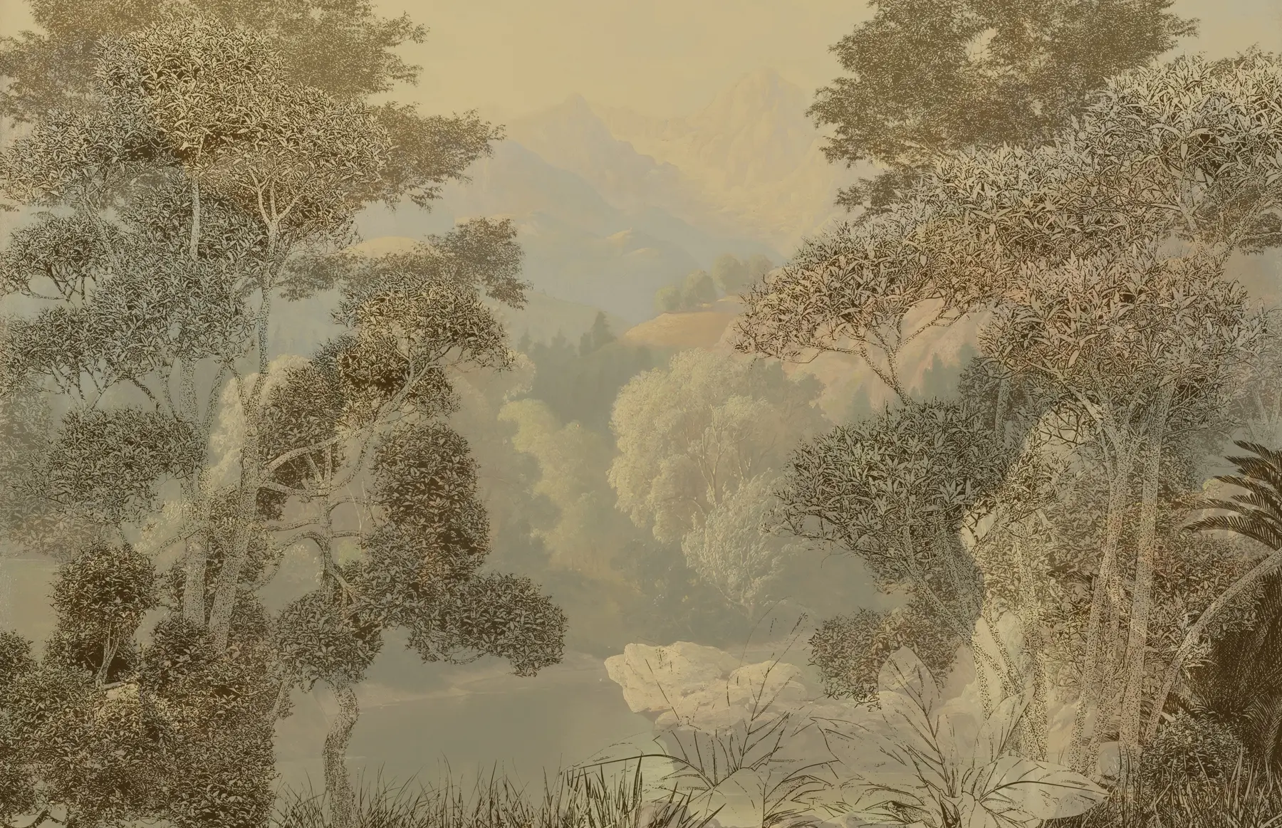 Fotobehang Tropisch bos in bruine tinten u97403