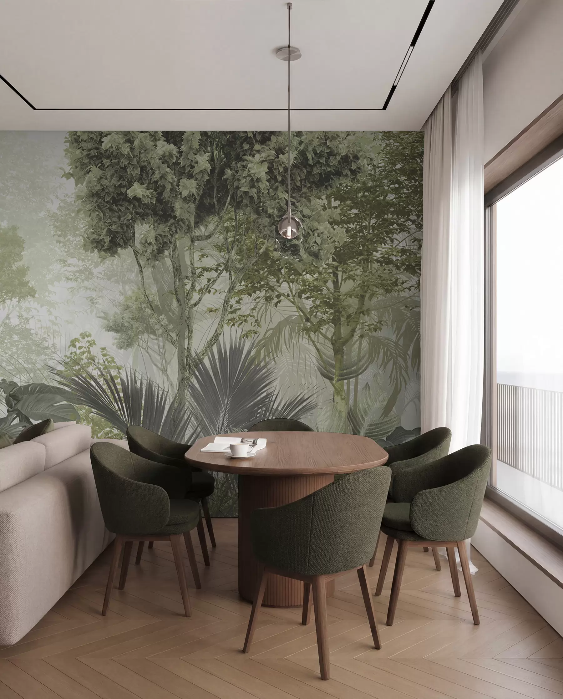 Fotobehang Ochtend in de diepten van het bos u97409