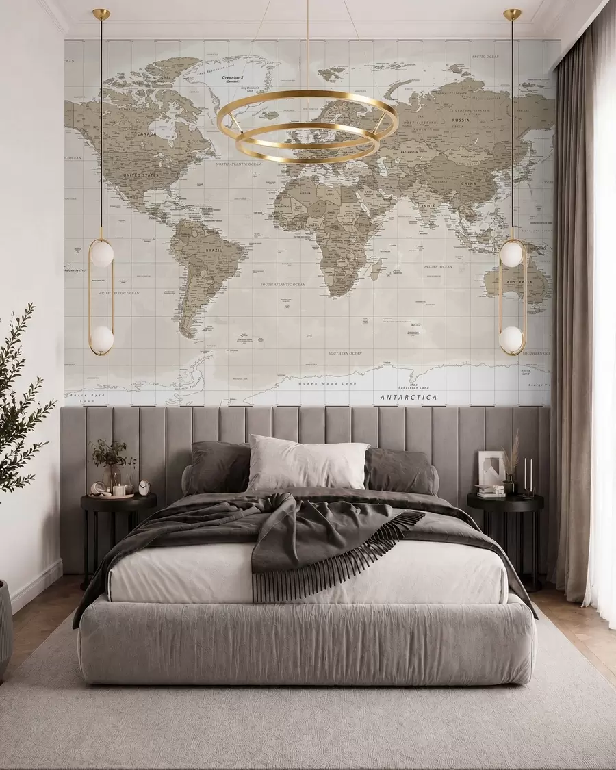 Fotobehang Wereldkaart in vintagestijl u97342