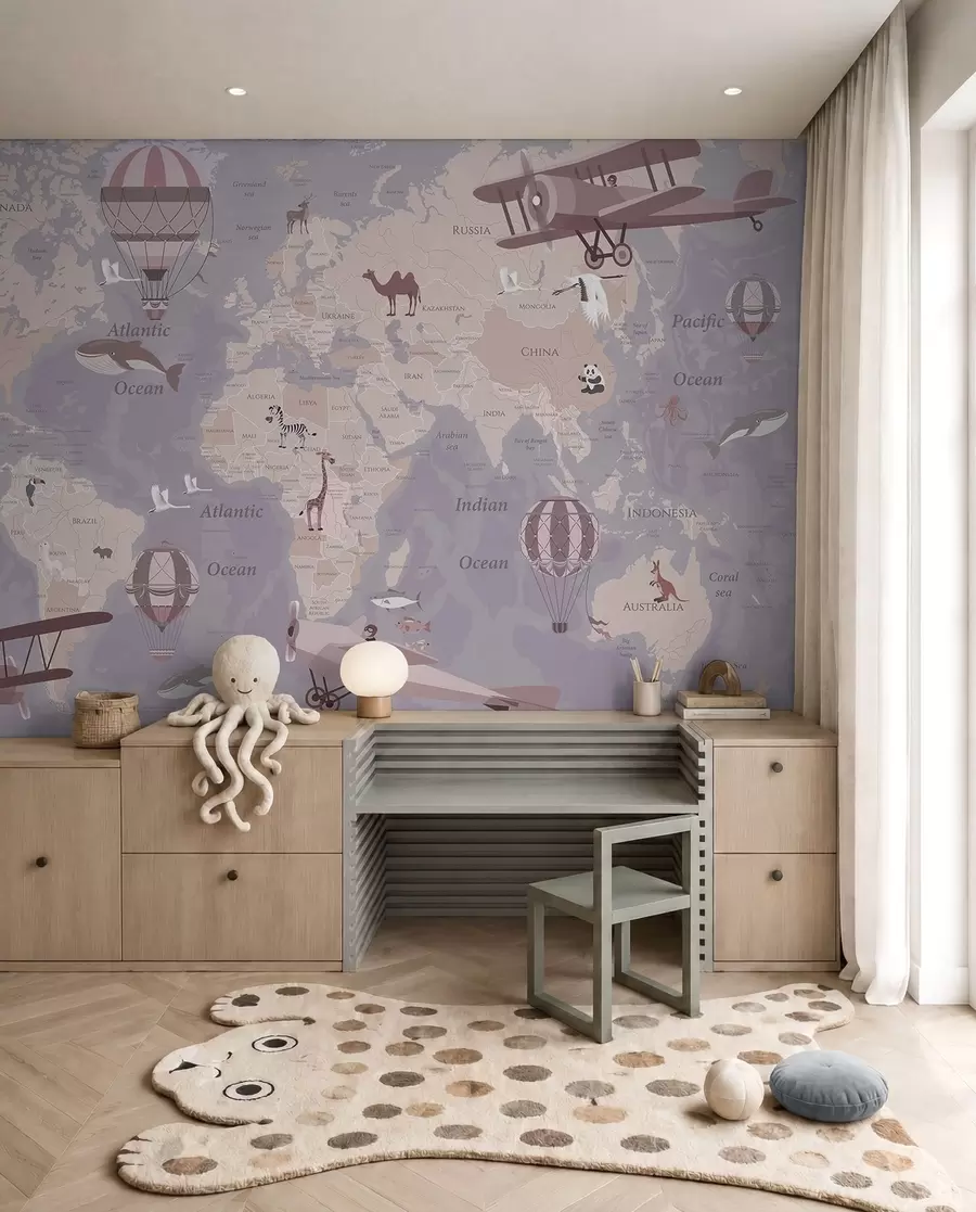 Fotobehang Mauve vliegatlas in het Engels u36066v3