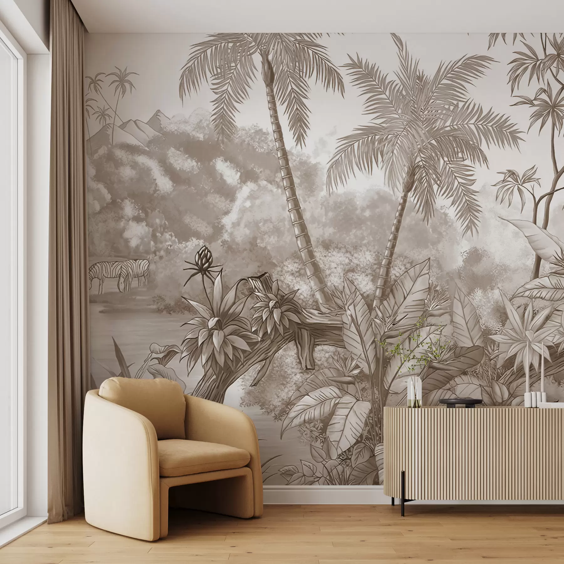 Fotobehang Tropics in beige u59039v2