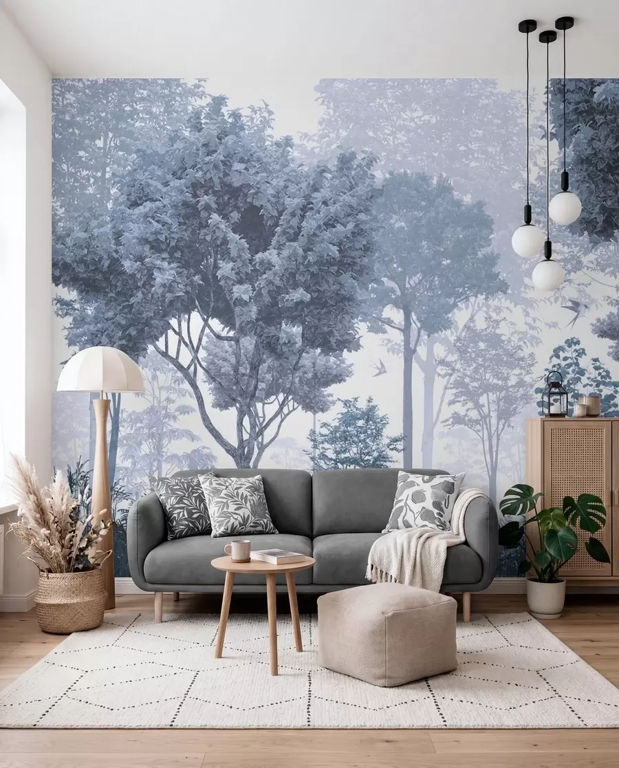 Fotobehang Open plek in blauw bos u72134v1