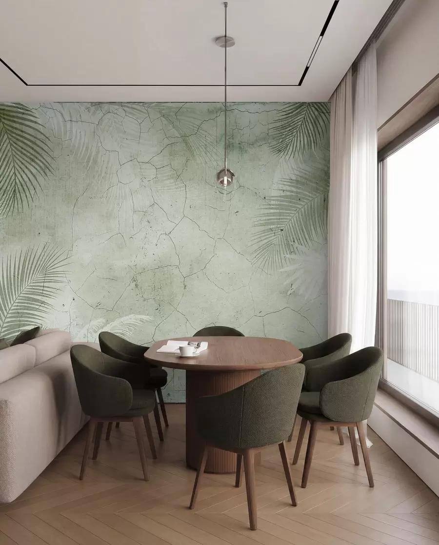 Fotobehang Groene 3D-bladeren in grunge-stijl u73583v3