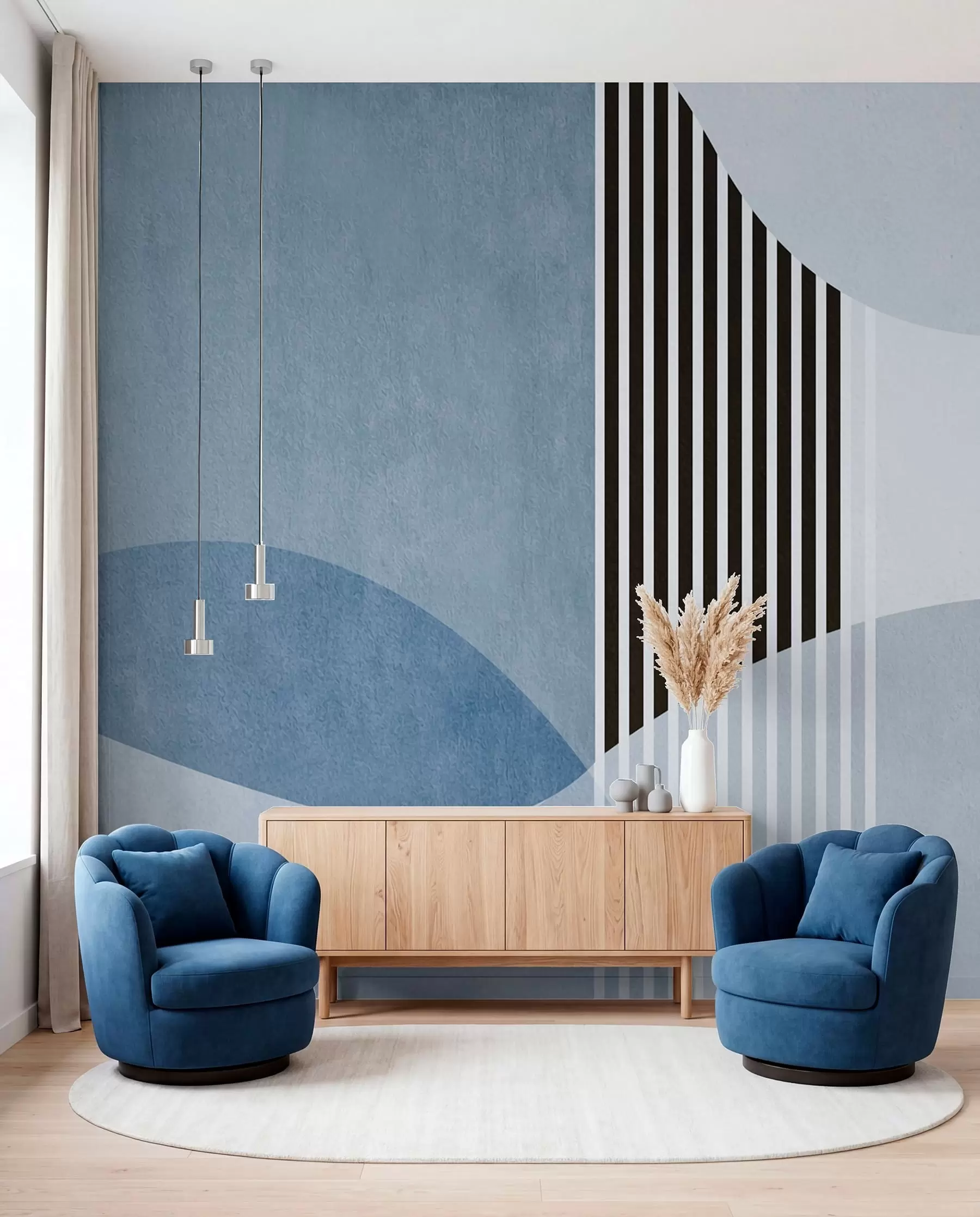 Fotobehang Retro bogen in blauw u74075v1