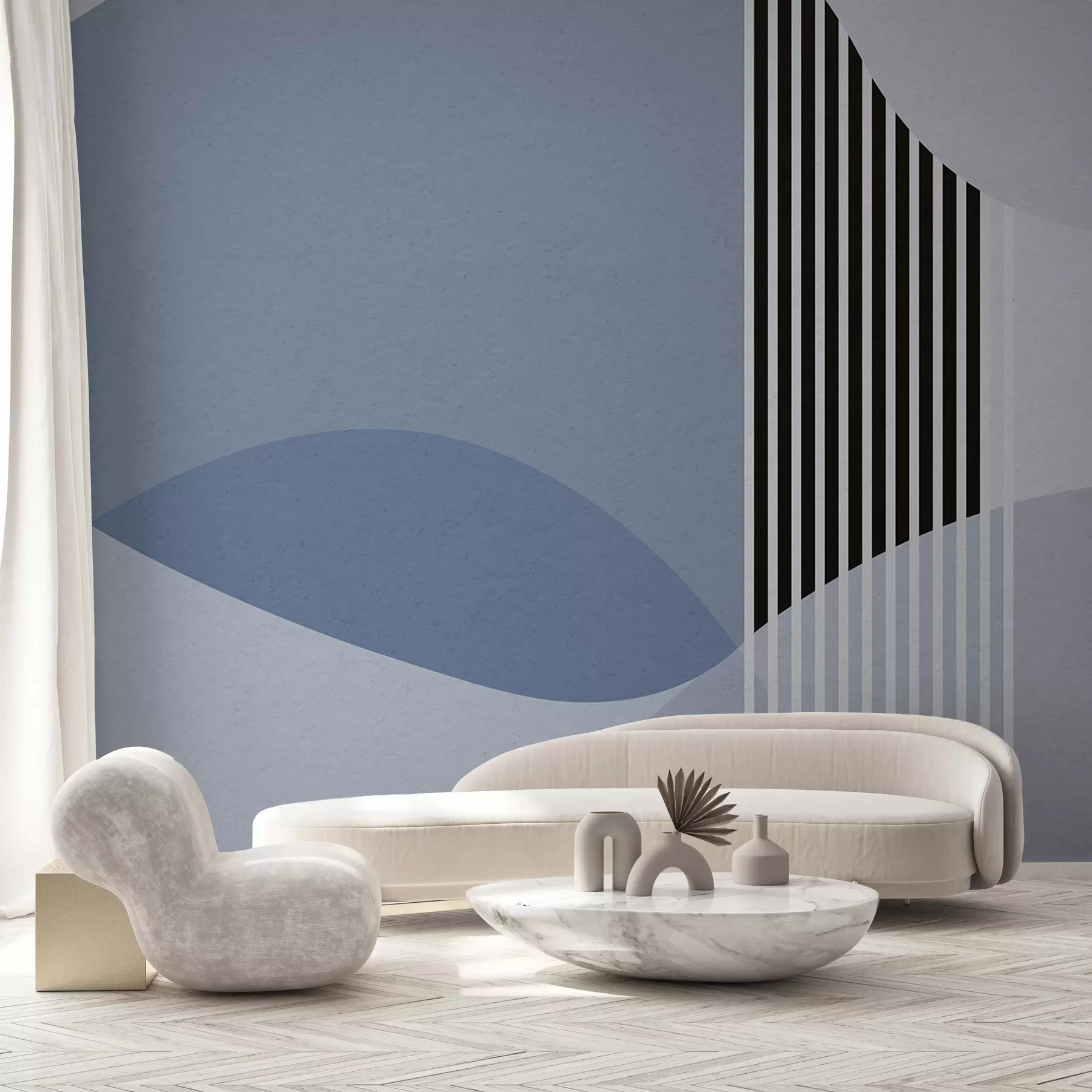 Fotobehang Abstracte retro-stijl in blauw u74075v1