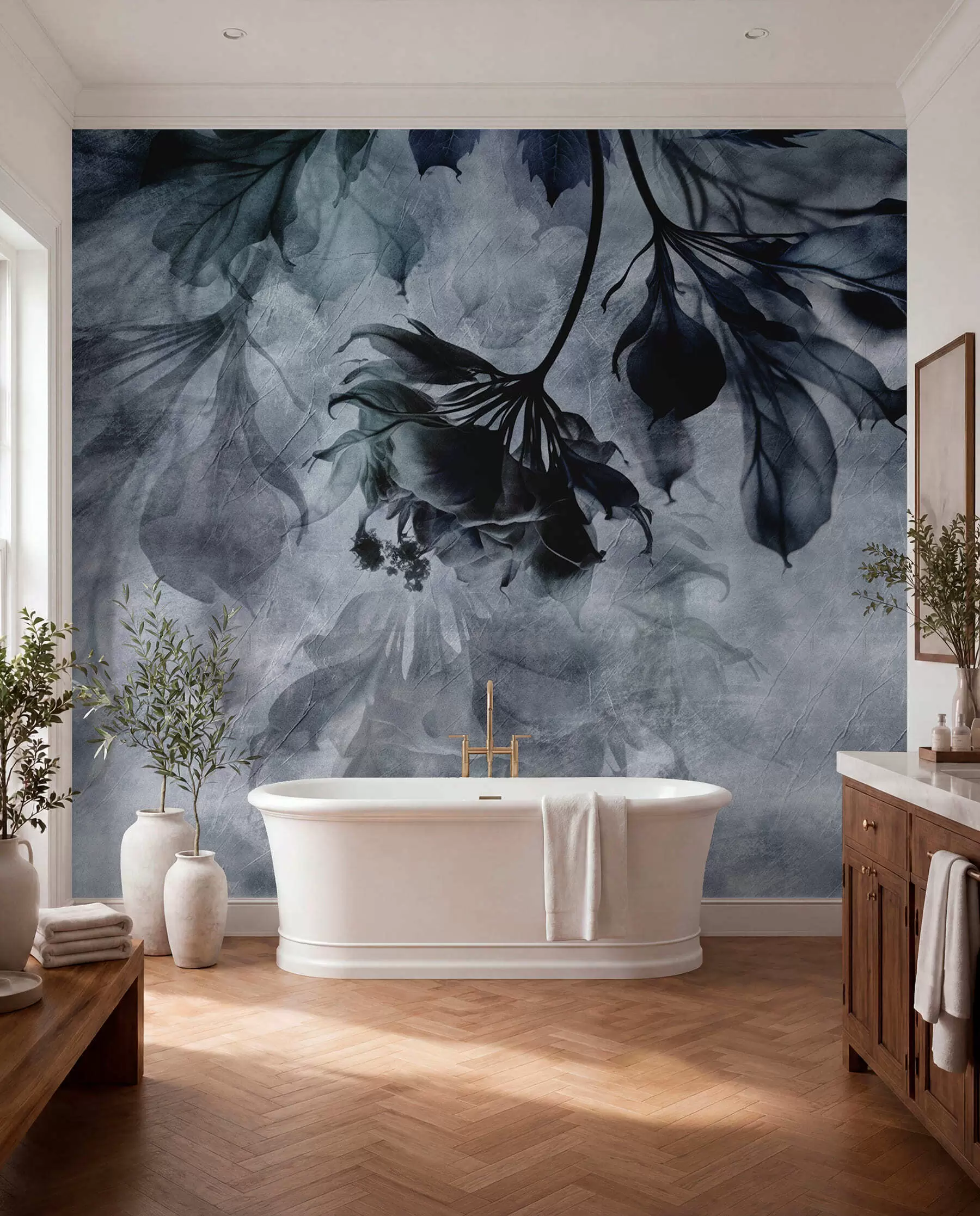 Fotobehang Fijne doorschijnende takken in blauw u93927v1