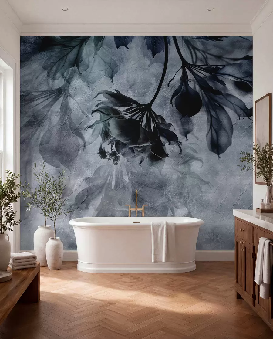 Fotobehang Fijne doorschijnende takken in blauw u93927v1