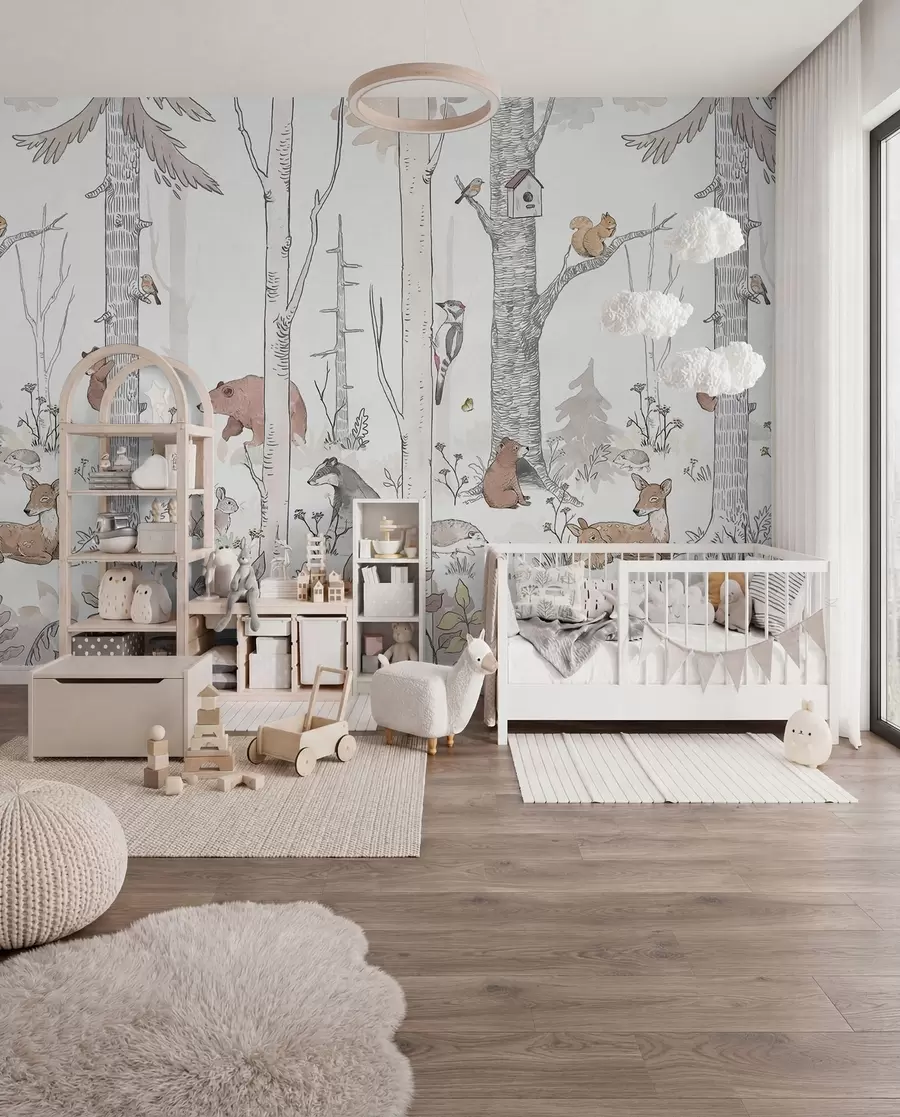 Fotobehang Vriendjes in het berkenbos u96850