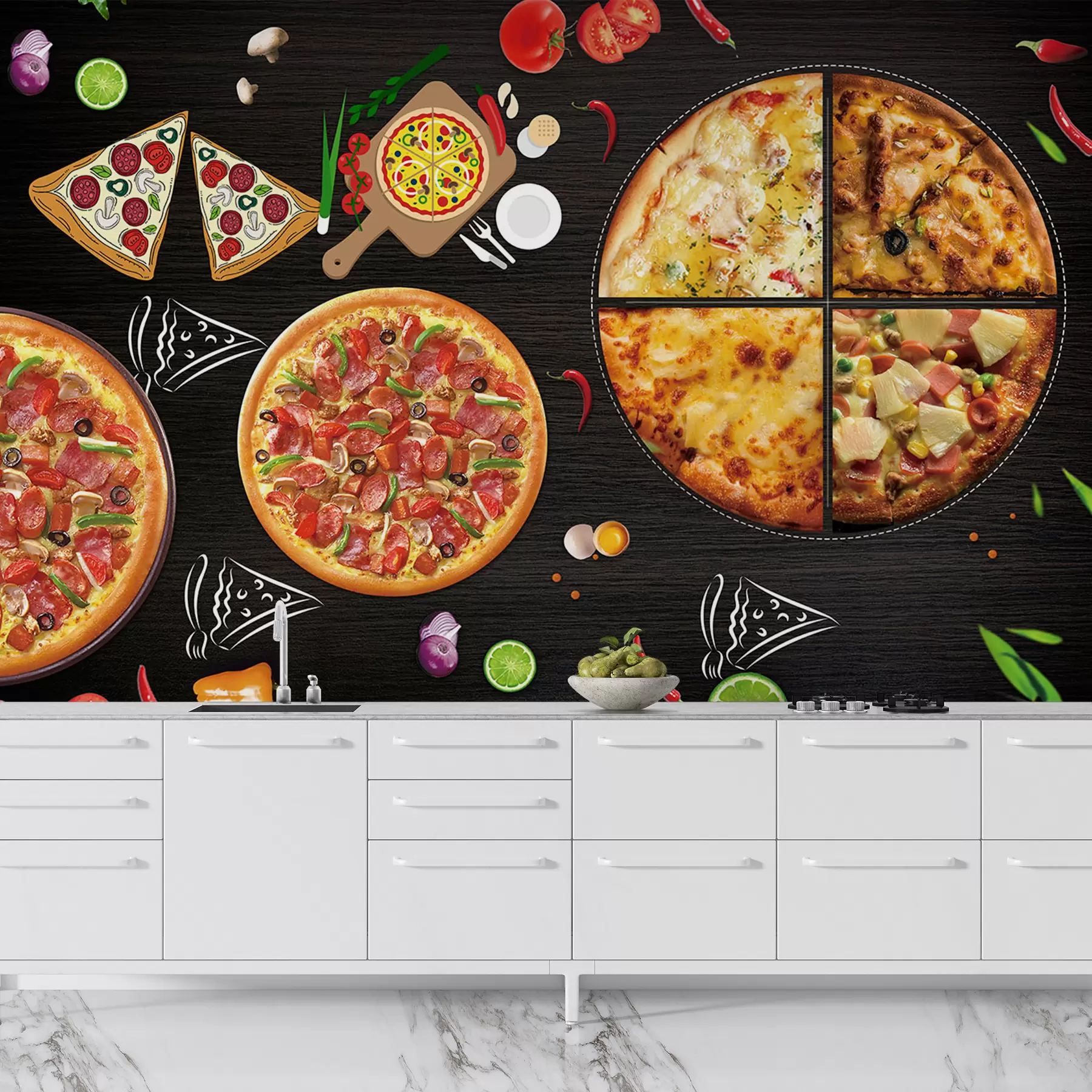 Fotobehang Pizza u97436