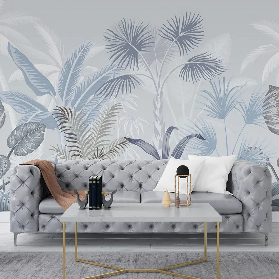 Fotobehang Gewervelde dieren, planten en takken in blauwe kleuren u06685v1