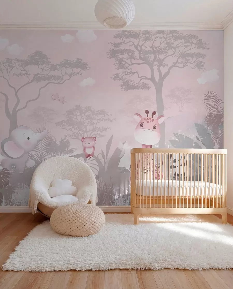 Fotobehang Kleine safari in oudroze u73878v3