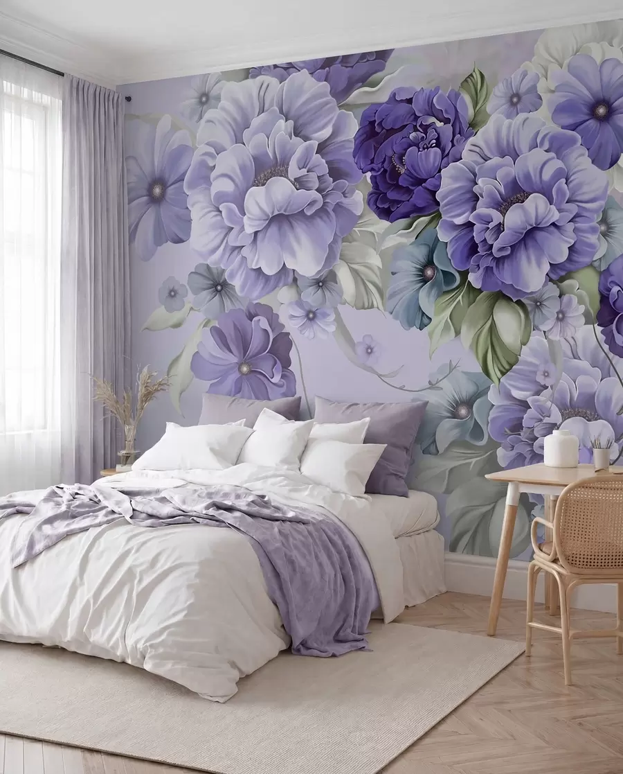 Fotobehang Delicate blauwe bloemen in blauwe kleuren u59900v2
