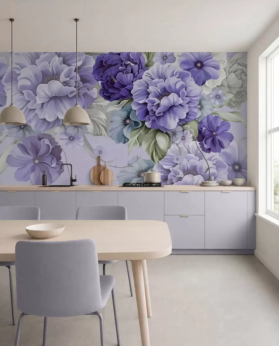 Fotobehang Delicate blauwe bloemen in blauwe kleuren u59900v2