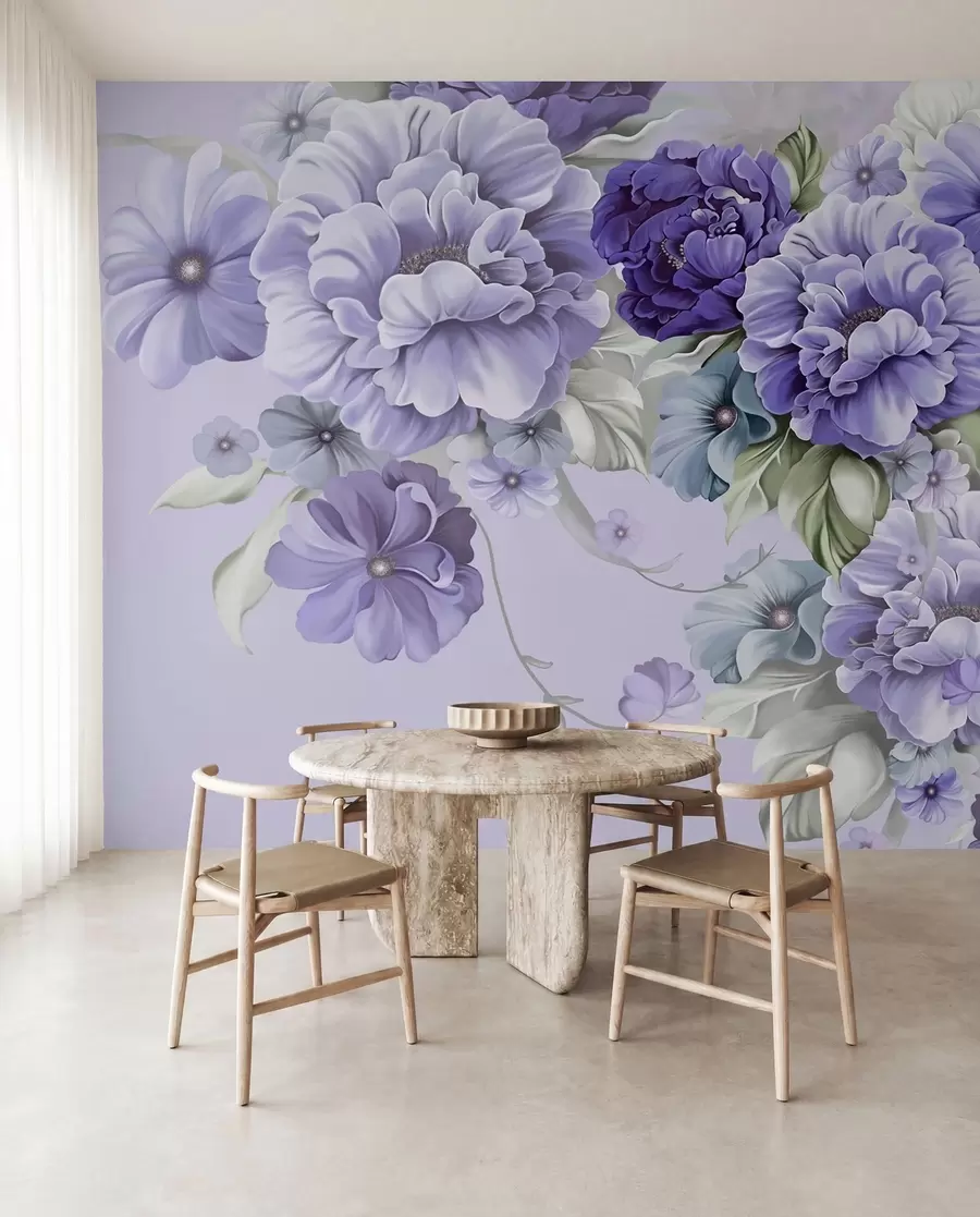 Fotobehang Delicate blauwe bloemen in blauwe kleuren u59900v2