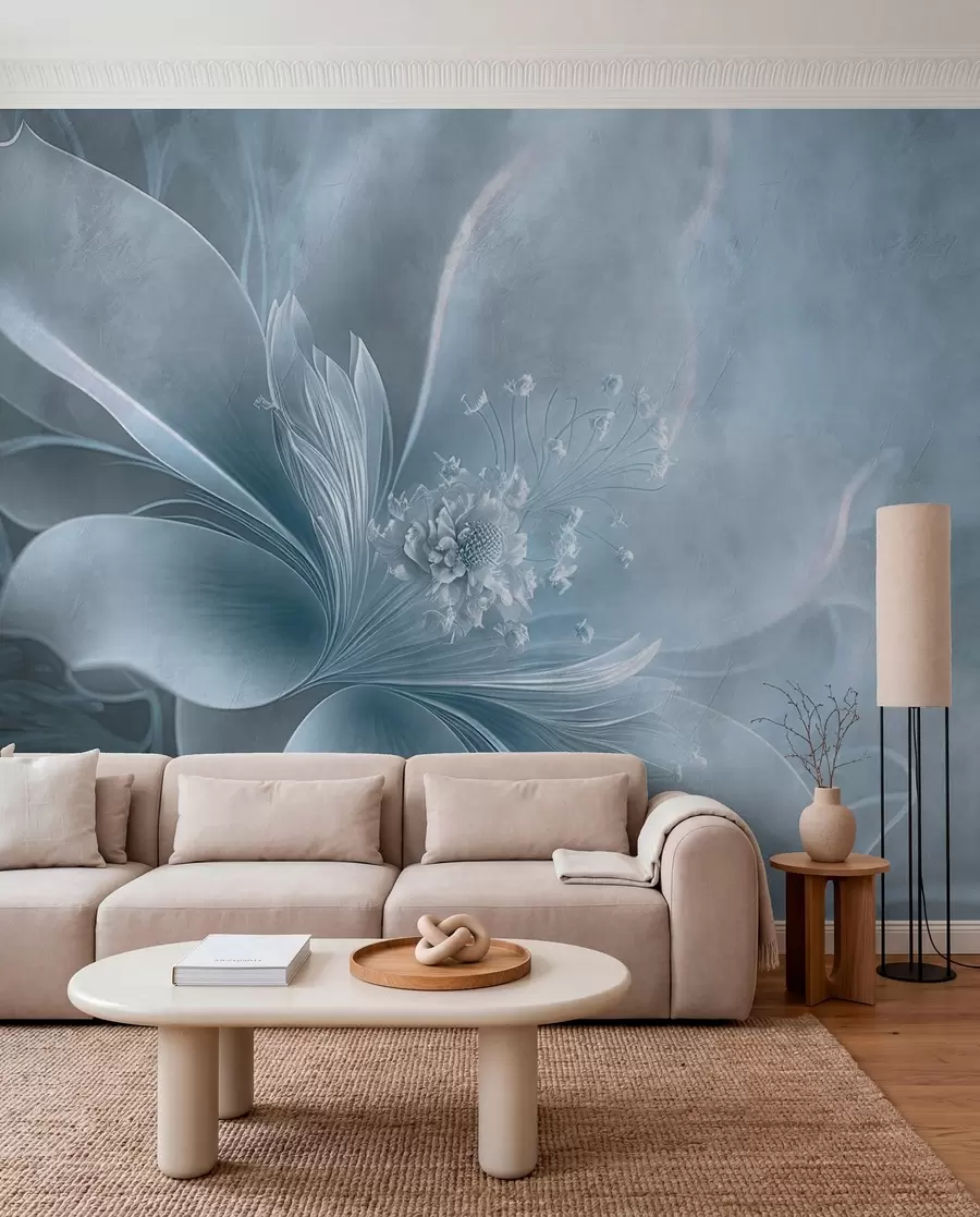 Fotobehang Blauwe bloemensluier u93944v1