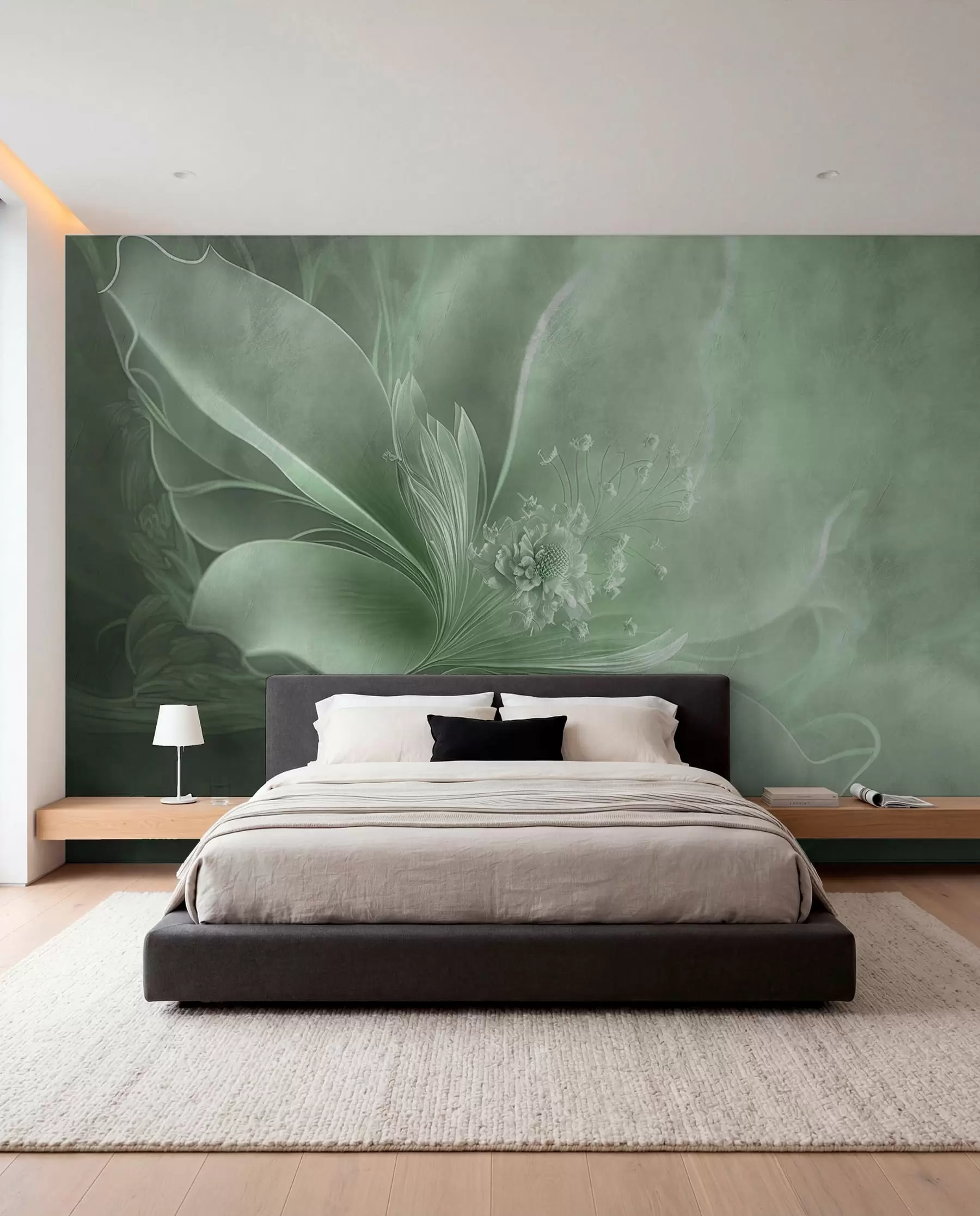 Fotobehang Een zeer tere bloem in groene kleuren u93944v3