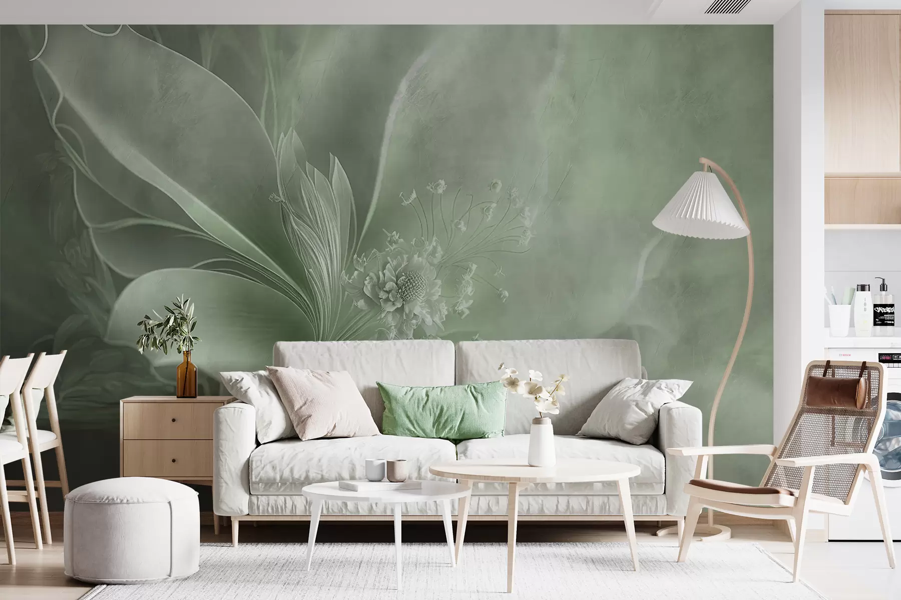 Fotobehang Een zeer tere bloem in groene kleuren u93944v3