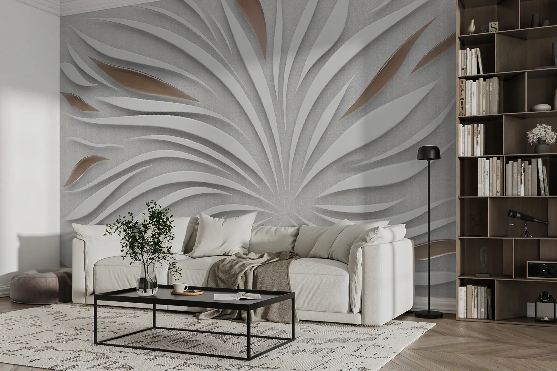 Fotobehang Abstracte bloem op stof in bruine kleuren u06452v1