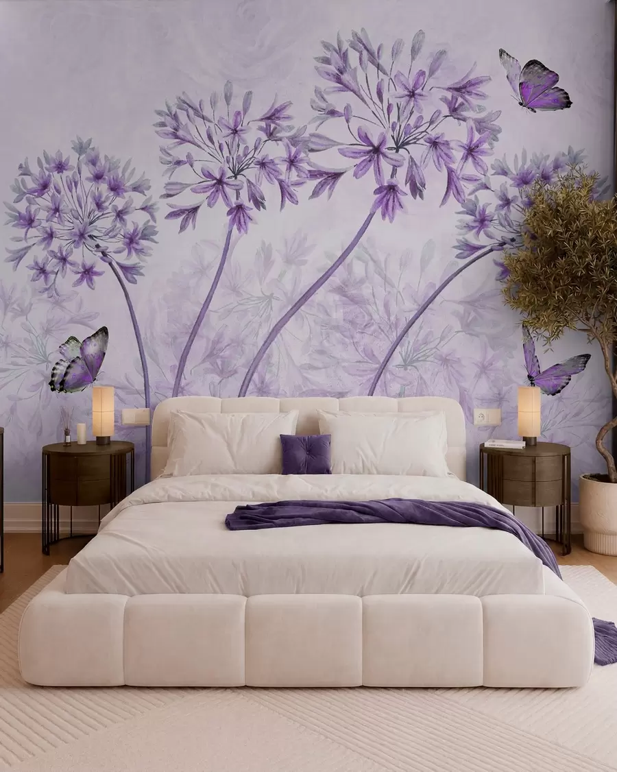 Fotobehang Plant, bloem en blauw in roze kleuren u35495v3