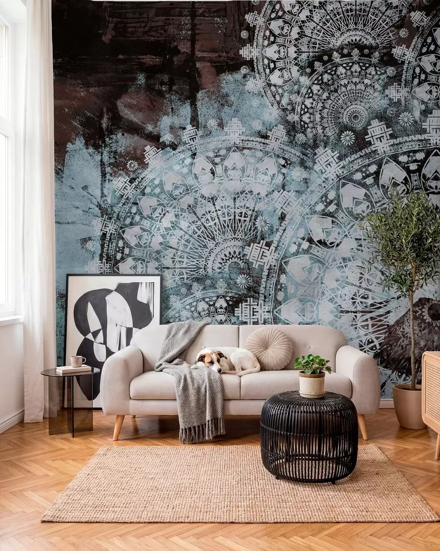 Fotobehang Mandala in ijsblauw u93958v1