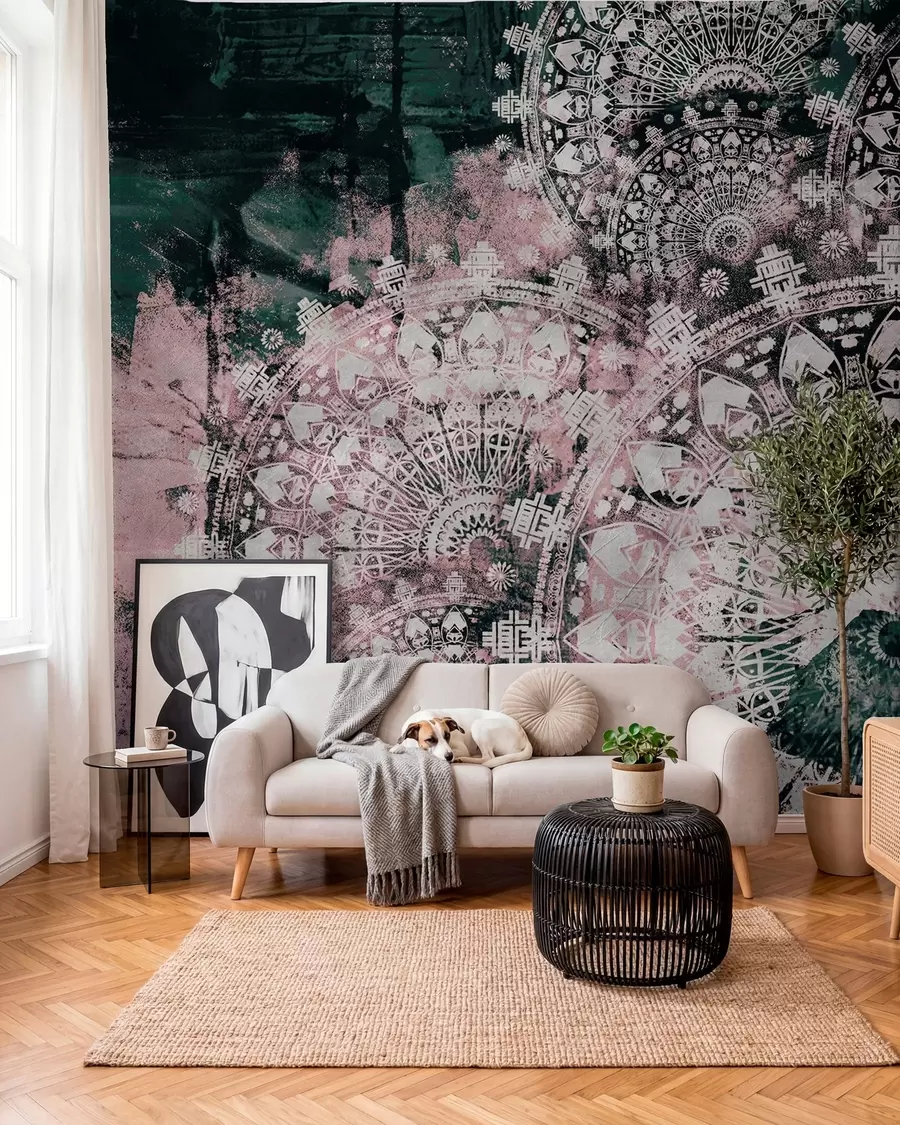 Fotobehang Mandalapatina in roze u93958v2