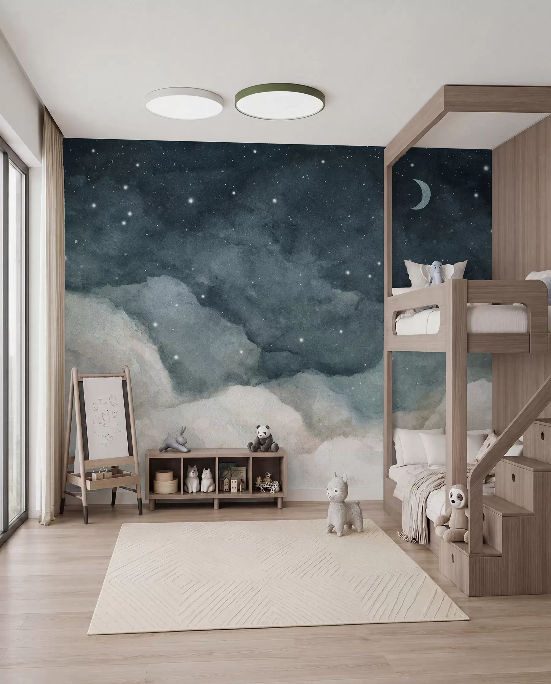 Fotobehang Maansikkel boven petrolwolken u96076v2