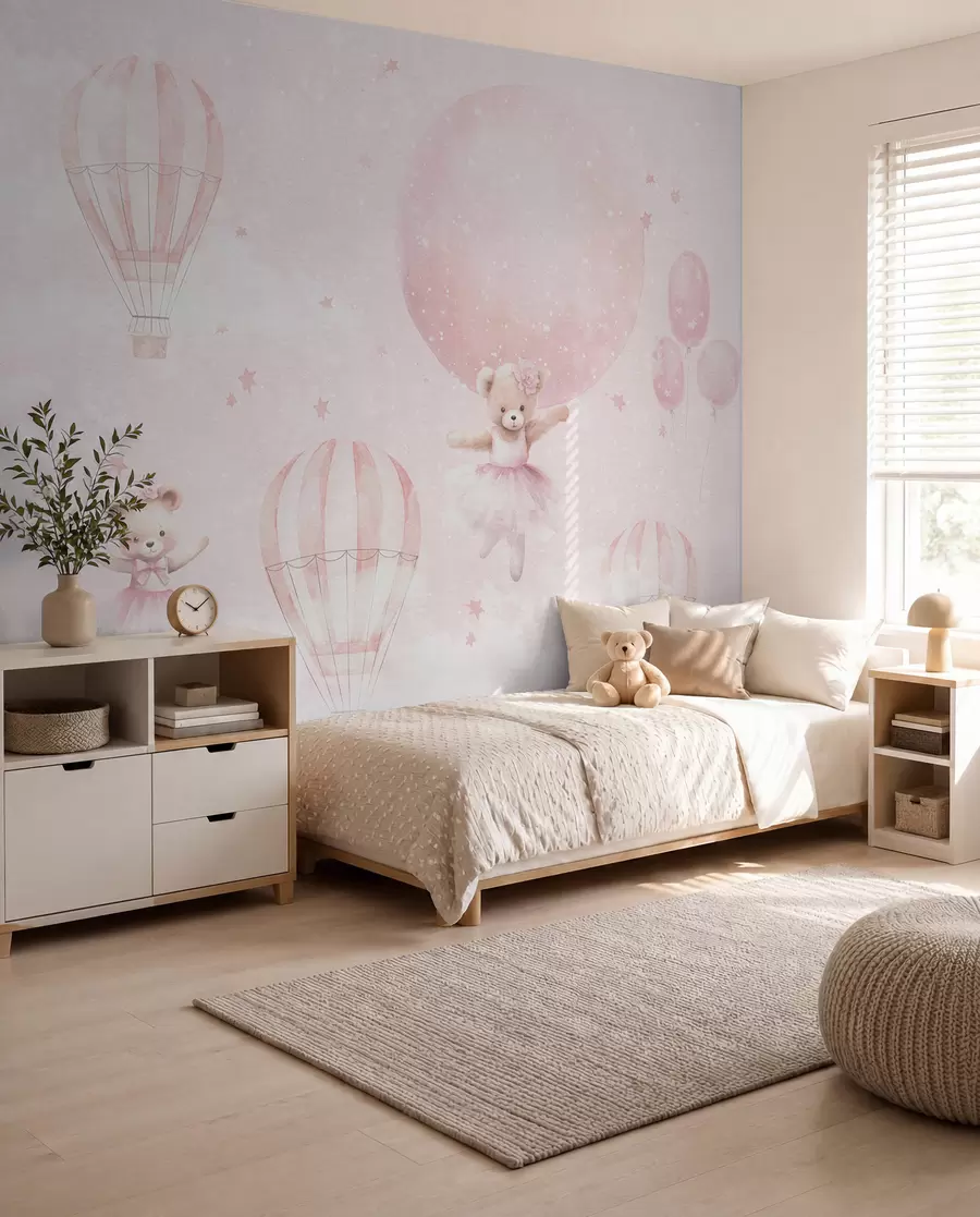 Fotobehang Beren en roze ballonnen u97954