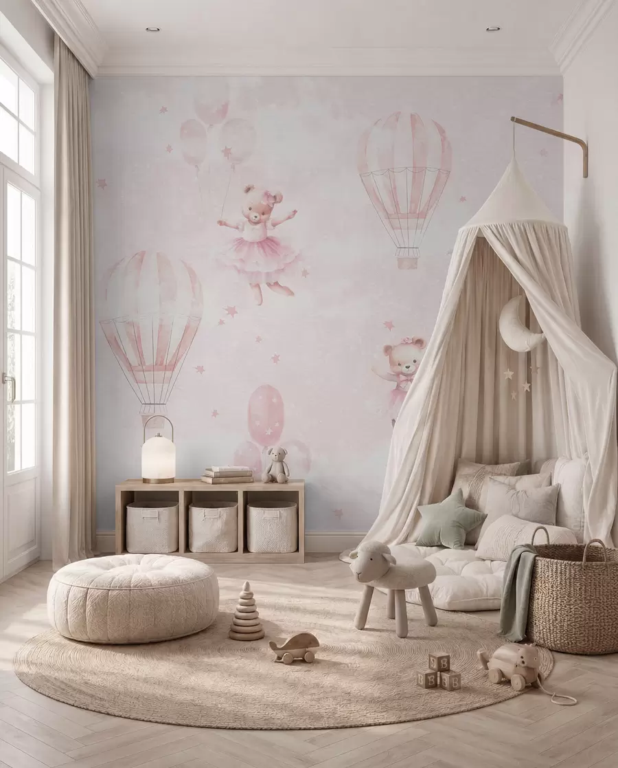 Fotobehang Beren en roze ballonnen u97954