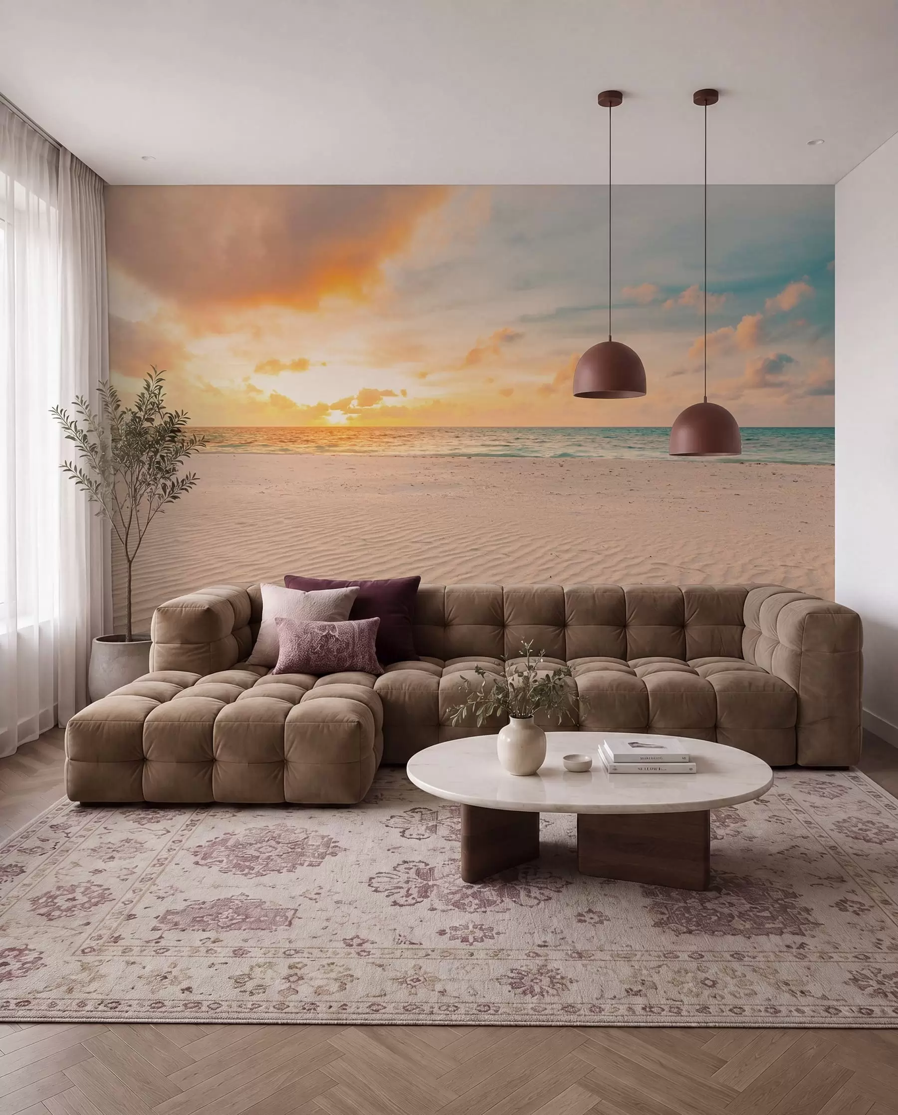 Fotobehang Gouden licht op wit zand u97894