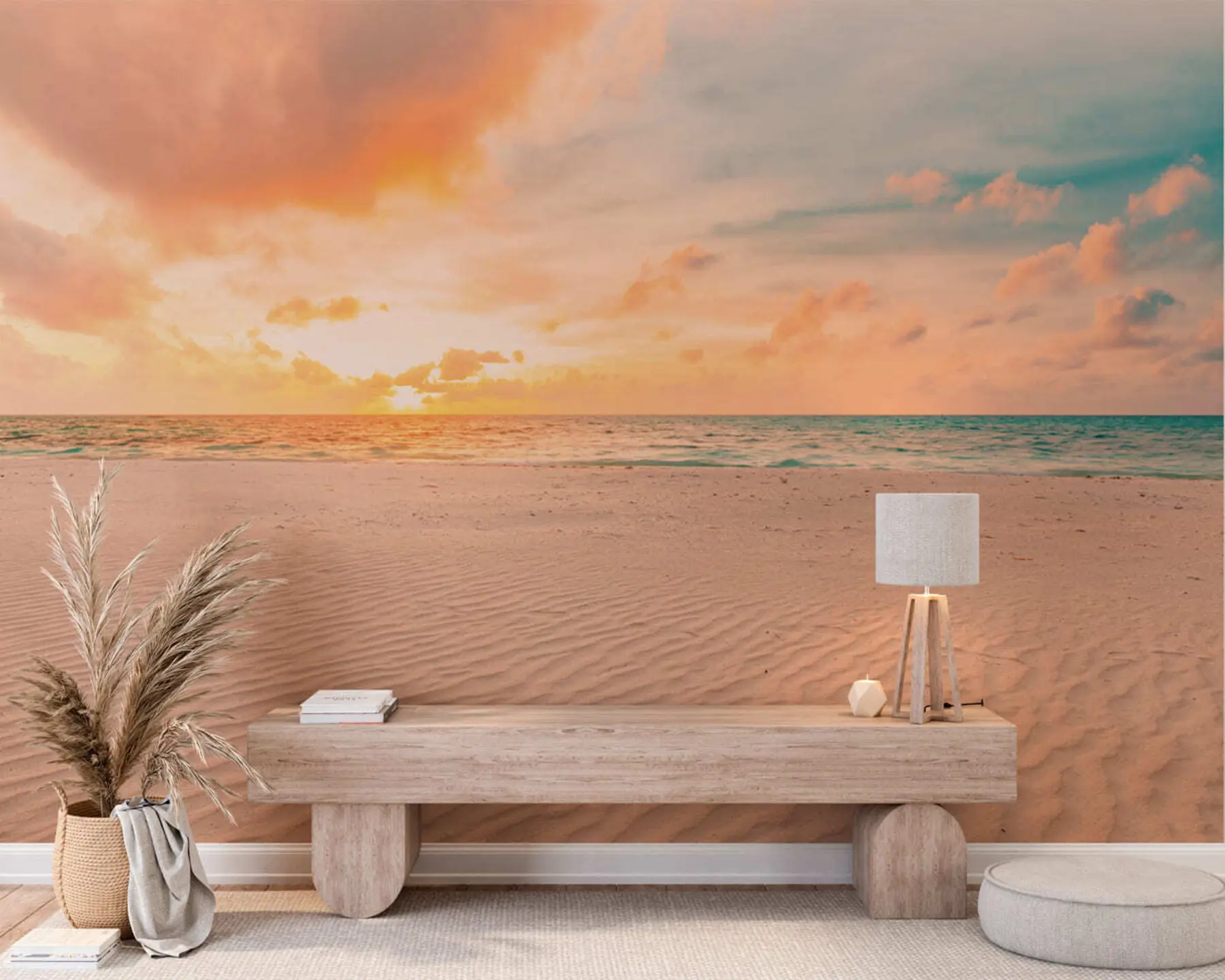 Fotobehang Strand wit zand zee en golven u97894