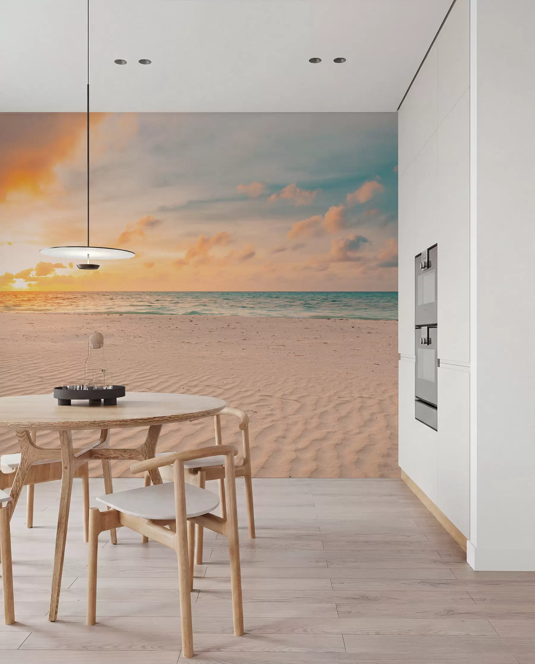 Fotobehang Strand wit zand zee en golven u97894